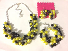 Load image into Gallery viewer, Yellow & Black Necklace, Football Necklace, Pittsburgh jewelry set, Pennsylvania jewelry, yellow black necklace, Pittsburgh necklace