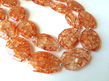 Load image into Gallery viewer, Crackle Orange Statement Necklace, Big Beaded necklace, chunky orange necklace, fall wedding, orange jewelry, pumpkin jewelry halloween