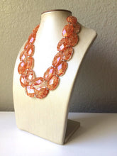 Load image into Gallery viewer, Crackle Orange Statement Necklace, Big Beaded necklace, chunky orange necklace, fall wedding, orange jewelry, pumpkin jewelry halloween
