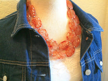 Load image into Gallery viewer, Crackle Orange Statement Necklace, Big Beaded necklace, chunky orange necklace, fall wedding, orange jewelry, pumpkin jewelry halloween