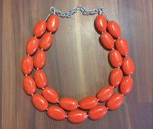 Load image into Gallery viewer, Bright Orange Statement Necklace, Chunky Beaded Necklace, Orange Jewelry, Fall Jewelry, Fall necklace, fall jewelry, orange earrings