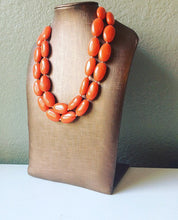 Load image into Gallery viewer, Bright Orange Statement Necklace, Chunky Beaded Necklace, Orange Jewelry, Fall Jewelry, Fall necklace, fall jewelry, orange earrings