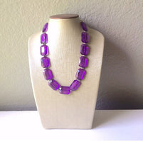 Load image into Gallery viewer, Single Strand Purple Big Beaded Statement Necklace, purple Jewelry, purple earrings, purple jewelry set, purple beaded necklace
