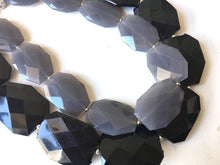 Load image into Gallery viewer, Black & Gray Necklace, multi strand jewelry, big beaded chunky statement necklace, black necklace, bridesmaid necklace, bib necklace, gray