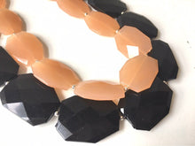 Load image into Gallery viewer, Black & champagne Necklace, multi strand jewelry, big beaded chunky statement necklace, black necklace, bridesmaid necklace, bib necklace,