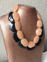 Load image into Gallery viewer, Black & champagne Necklace, multi strand jewelry, big beaded chunky statement necklace, black necklace, bridesmaid necklace, bib necklace,