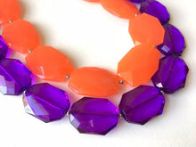 Load image into Gallery viewer, Purple & Orange Necklace, multi strand jewelry, big beaded chunky statement necklace, south carolina necklace, bridesmaid necklace