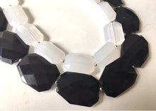 Load image into Gallery viewer, White & Black Necklace, Double strand jewelry, big beaded chunky statement necklace, black necklace, black jewelry, white necklace, black