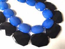 Load image into Gallery viewer, Black & Blue Necklace, multi strand jewelry, big beaded chunky statement necklace, black necklace, black jewelry, blue necklace, black