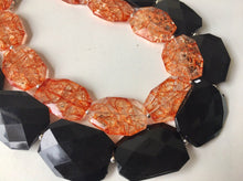 Load image into Gallery viewer, Orange on Black Necklace, Double strand orange jewelry, big beaded chunky statement necklace, black necklace, orange black jewelry, black