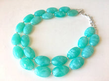 Load image into Gallery viewer, Mint Statement Necklace, Chunky Beaded Necklace, Mint Green Jewelry, Spring Jewelry, green Necklace, mint green beaded necklace, green jewel
