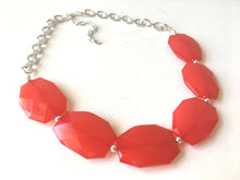 Load image into Gallery viewer, Cherry Red Big Beaded Jewelry, Chunky Single Strand Necklace, Red Jewelry, big bead necklace, silver and red, red bridesmaid, red wedding