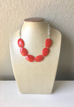Load image into Gallery viewer, Cherry Red Big Beaded Jewelry, Chunky Single Strand Necklace, Red Jewelry, big bead necklace, silver and red, red bridesmaid, red wedding