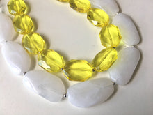 Load image into Gallery viewer, Yellow & White Necklace, multi strand jewelry, big beaded chunky statement necklace, yellow necklace, bridesmaid necklace, bib necklace