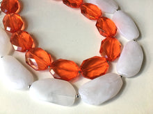 Load image into Gallery viewer, Brown & White Necklace, multi strand jewelry, big beaded chunky statement necklace, light brown necklace, bridesmaid necklace, bib necklace