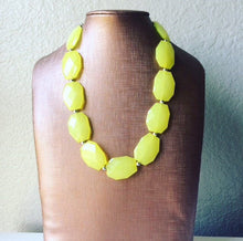 Load image into Gallery viewer, Single Strand Lemon Yellow Big Beaded Statement Necklace - Bright & Fun Jewelry - Sunflower