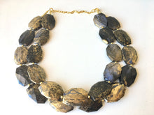 Load image into Gallery viewer, Black & Gold Necklace, Double strand gold jewelry, big beaded chunky statement necklace, black necklace, gold jewelry, gold necklace