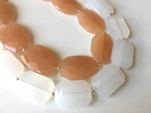 Load image into Gallery viewer, Champagne & White Necklace, multi strand jewelry, big beaded chunky statement necklace, caramel necklace, bridesmaid necklace, bib necklace