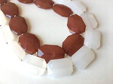 Load image into Gallery viewer, Brown & White Necklace, multi strand jewelry, big beaded chunky statement necklace, brown necklace, bridesmaid necklace, bib necklace
