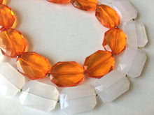 Load image into Gallery viewer, Orange & White Necklace, multi strand jewelry, big beaded chunky statement necklace, orange necklace, bridesmaid necklace, bib necklace