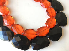 Load image into Gallery viewer, Black & Orange Necklace, multi strand jewelry, big beaded chunky statement necklace, blue necklace, bridesmaid necklace, bib necklace