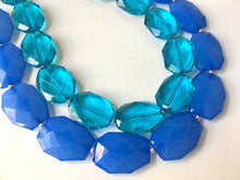 Load image into Gallery viewer, Blue & Teal Necklace, multi strand jewelry, big beaded chunky statement necklace, blue necklace, bridesmaid necklace, bib necklace, teal