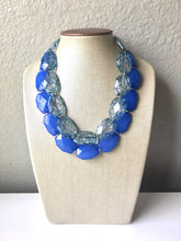 Load image into Gallery viewer, Blue & Teal Necklace, multi strand jewelry, big beaded chunky statement necklace, royal blue necklace, bridesmaid necklace, bib necklace