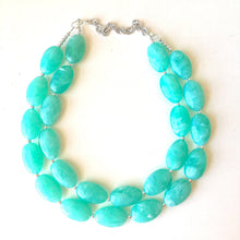 Load image into Gallery viewer, Mint Statement Necklace, Chunky Beaded Necklace, Mint Green Jewelry, Spring Jewelry, green Necklace, mint green beaded necklace, green jewel