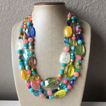 Load image into Gallery viewer, Spring Statement Necklace, Colorful Beaded Necklace, Chunky bib necklace, pastel necklace, pastel jewelry, bridesmaid necklace