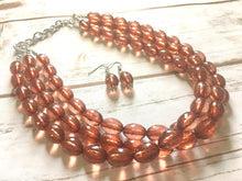 Load image into Gallery viewer, Chocolate Brown Necklace & Earring Set, Multi strand jewelry, big beaded chunky  statement necklace, fall necklace, bridesmaid necklace, bib