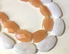 Load image into Gallery viewer, Champagne & White Necklace, multi strand jewelry, big beaded chunky statement necklace, caramel necklace, bridesmaid necklace, bib necklace