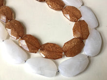 Load image into Gallery viewer, Chocolate & White Necklace, multi strand jewelry, big beaded chunky statement necklace, brown necklace, bridesmaid necklace, bib necklace