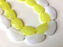 Load image into Gallery viewer, Yellow & White Necklace, multi strand jewelry, big beaded chunky statement necklace, yellow necklace, bridesmaid necklace, bib necklace