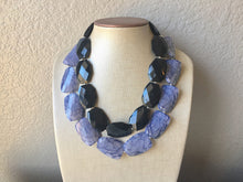 Load image into Gallery viewer, Black & Blue Necklace, multi strand jewelry, big beaded chunky statement necklace, blue necklace, bridesmaid necklace, bib necklace, black