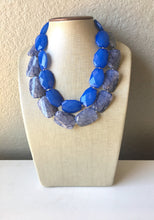 Load image into Gallery viewer, Blue Necklace, multi strand jewelry, big beaded chunky statement necklace, royal blue necklace, bridesmaid necklace, bib necklace