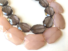 Load image into Gallery viewer, Gray & Caramel Champagne Necklace, multi strand jewelry, big beaded chunky statement necklace, bridesmaid necklace, gray necklace