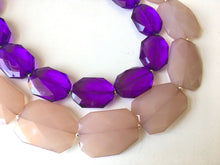 Load image into Gallery viewer, Purple & Caramel Necklace, multi strand jewelry, big beaded chunky statement necklace, caramel necklace, bridesmaid necklace, purple jewelry