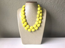 Load image into Gallery viewer, Yellow Statement jewelry set, Chunky Beaded Necklace, yellow Jewelry, bright colorful Necklace, yellow beaded necklace, yellow earrings