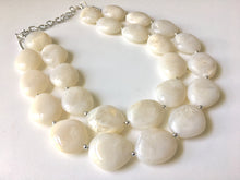 Load image into Gallery viewer, Cream Chunky Statement Necklace, Big beaded jewelry, Double Strand Statement Necklace, Bib necklace, cream bridesmaid wedding, praline