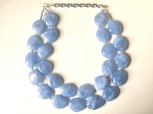 Load image into Gallery viewer, Light Blue Chunky Statement Necklace, Big beaded jewelry, Double Strand Statement Necklace, Bib necklace, blue bridesmaid wedding, praline