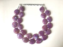 Load image into Gallery viewer, Purple Chunky Statement Necklace, Big beaded jewelry, Double Strand Statement Necklace, Bib necklace, bridesmaid wedding, praline jewelry