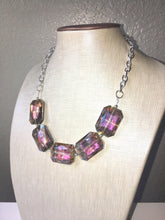 Load image into Gallery viewer, Rainbow Spectrum Glass Crystals Necklace - Chunky statement necklace silver chain, Large Faceted Crystals Bib Necklace, rainbow necklace