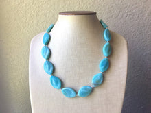 Load image into Gallery viewer, Seafoam Skinny Necklace & Earrings, Chunky Beaded Necklace, oval green Jewelry, teal blue Jewelry, green earrings Necklace, mint jewelry