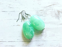 Load image into Gallery viewer, Big Bead Mint Jewelry Set, Necklace Double Strand Statement Jewelry, mint earrings, light green Chunky bib bridesmaid, bubble jewelry