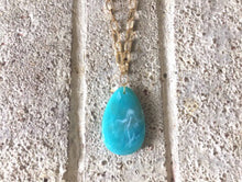 Load image into Gallery viewer, Seafoam green Pendant Necklace, Your Choice Gold OR Silver Chain, You choose length, Long acrylic teardrop jewelry, green necklace jewelry