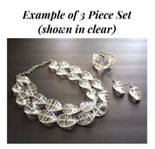 Load image into Gallery viewer, Ice Blue White Statement Jewelry Set, big Beaded Chunky necklace bracelet earrings, Double Strand wedding, bridesmaid necklace, blue earring