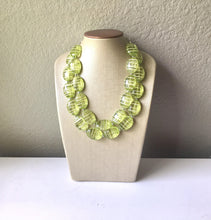 Load image into Gallery viewer, Lime Green statement necklace, chunky green necklace, double strand necklace, lime green jewelry, beaded jewelry, everyday necklace, green