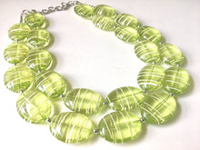 Load image into Gallery viewer, Lime Green statement necklace, chunky green necklace, double strand necklace, lime green jewelry, beaded jewelry, everyday necklace, green