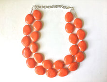 Load image into Gallery viewer, Orange Chunky Statement Necklace, Big beaded jewelry, Double Strand Statement Necklace, Bib necklace, orange bridesmaid wedding, praline