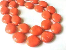 Load image into Gallery viewer, Orange Chunky Statement Necklace, Big beaded jewelry, Double Strand Statement Necklace, Bib necklace, orange bridesmaid wedding, praline